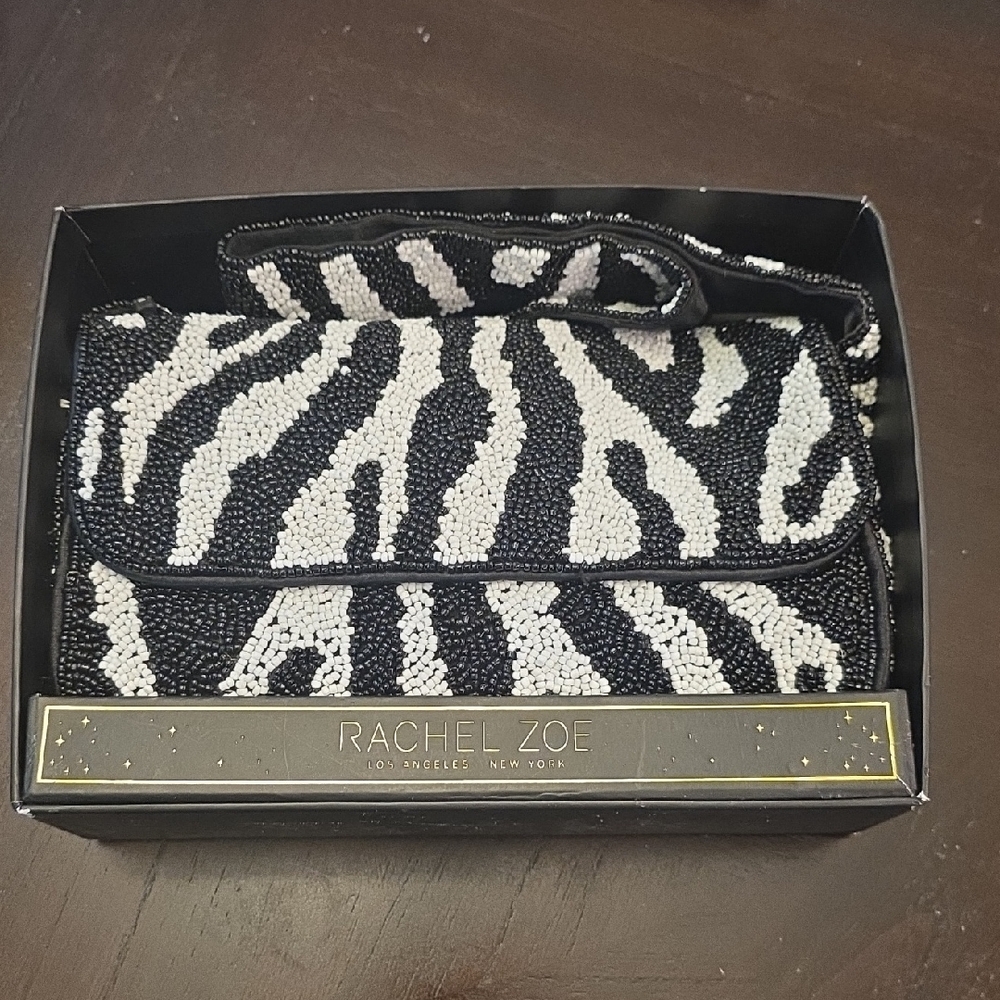 Rachel Zoe Black and White Beaded Shoulder Bag